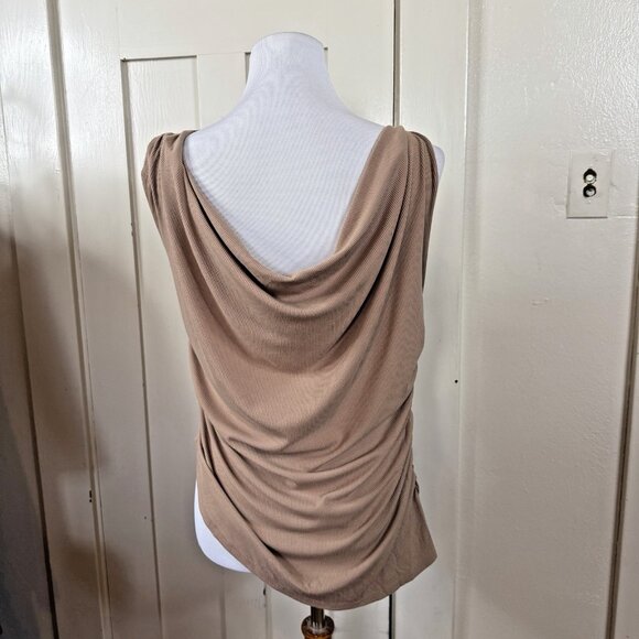 Nine Britton Women's XXL Ruched Side Scoop Neck Draped Rib Knit Asymmetrical Top - Picture 4 of 6